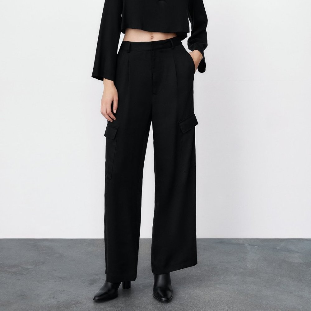 Zara WIDE LEG CARGO PANTS NWT